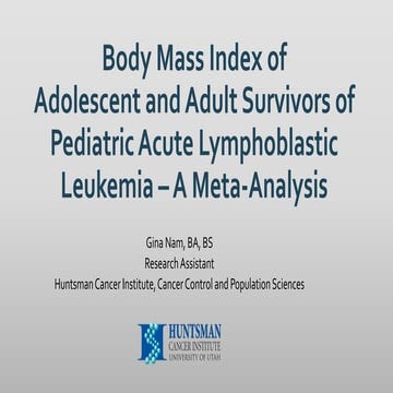 Body Mass Index of Adolescent and Adult Survivors of Pediatric Acute Lymphobl...