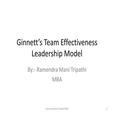 Ginnett’s team effectiveness  leadership model