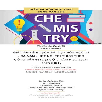 GIÁO ÁN KẾ HOẠCH BÀI DẠY HÓA HỌC 12 - CẢ NĂM - KẾT NỐI TRI THỨC THEO CÔNG VĂN...