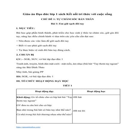 Giáo án Đạo đức Lớp 1 (Kết nối tri thức) - Chương trình cả năm đầy đủ