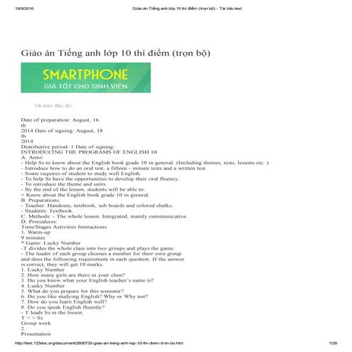 Giáo án tiếng anh lớp 10 thí điểm (trọn bộ)   tài liệu text