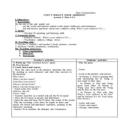 Giáo án tiếng anh lớp 5 sách mới cả năm (full 20 unit)