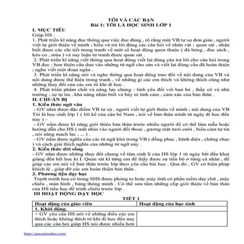 Giáo án Tiếng Việt Lớp 1 (Kết nối tri thức) - Phần: Tập đọc - Chương trình cả năm đầy đủ