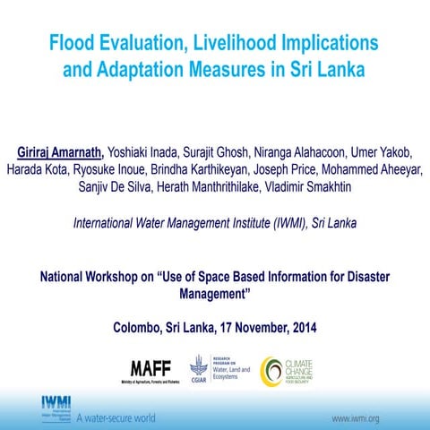 Flood Evaluation, Livelihood Implications and Adaptation Measures in Sri Lanka