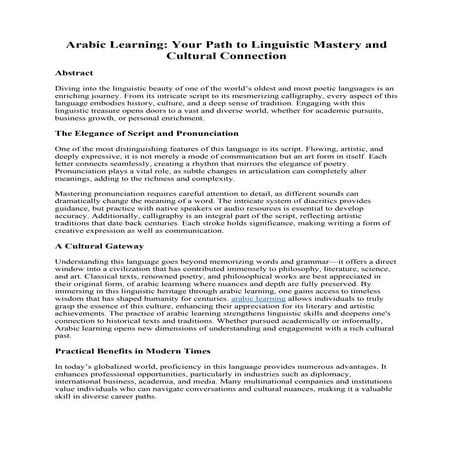 GArabic Learning: Your Path to Linguistic Mastery and Cultural ...