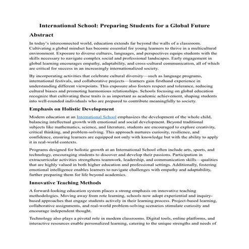 International School: Preparing Students for a Global Future