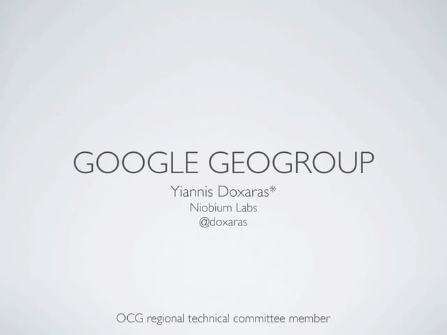 Ioannis Doxaras on GIS and Gmaps at 1st GTUG meetup Greece 