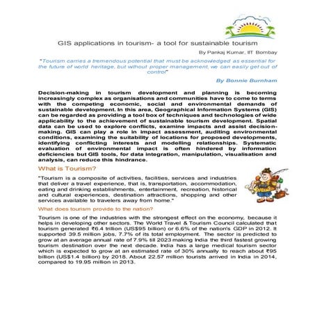 Gis applications in tourism  a tool for sustainable tourism