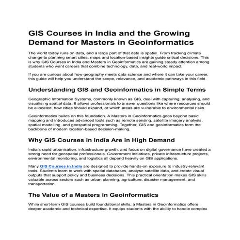 GIS Courses in India and the Growing Demand for Masters in ...
