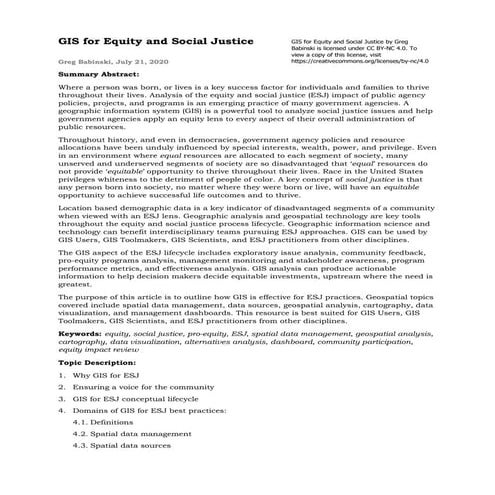 GIS for Equity & Social Justice Best Practices