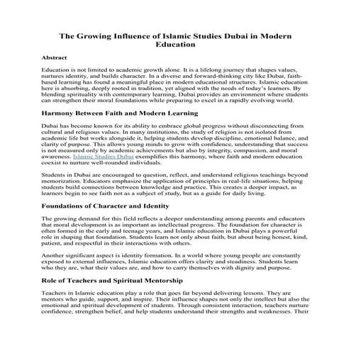 The Importance of Islamic Studies in Modern Education | PDF