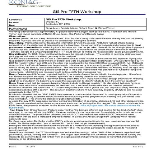 Gis pro sept  2010 findings