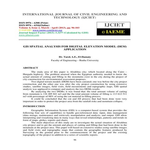Gis spatial analysis for digital elevation model  dem  application