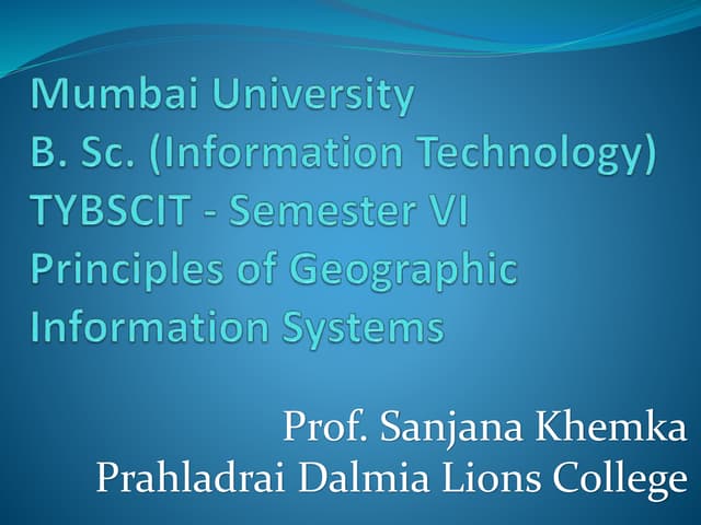 Principles of GIS unit 1