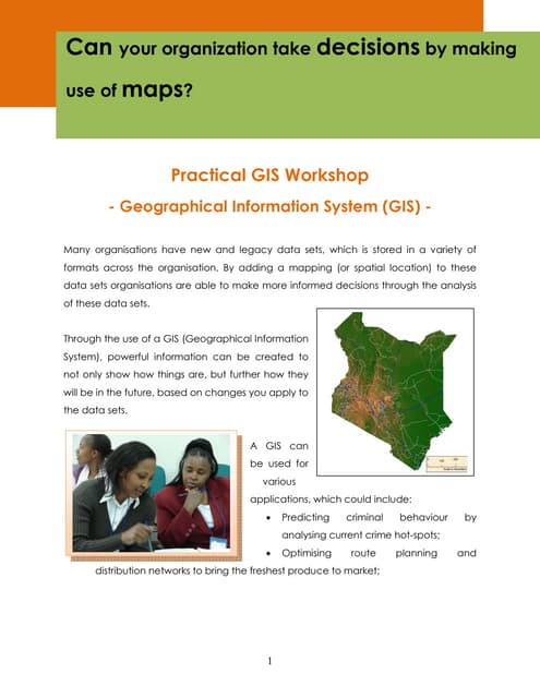 Practical GIS workshop programme