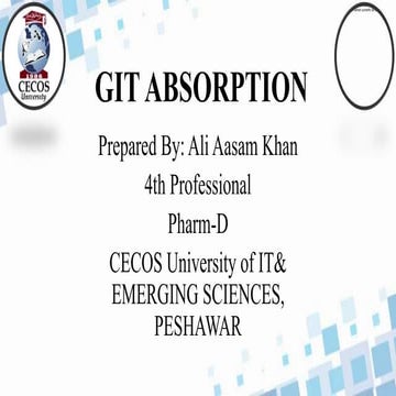 GIT ABSORPTION FOR ORAL Administered Drug