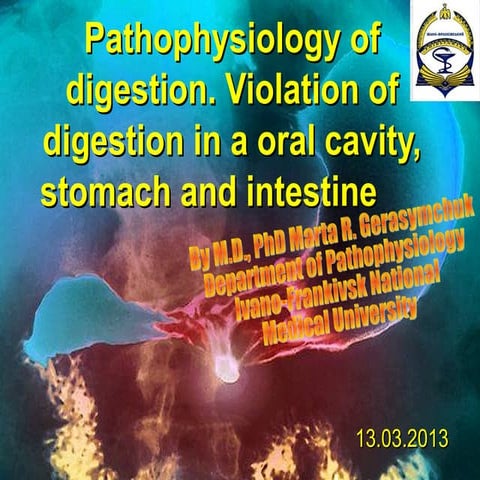 Pathophysiology of digestion. Violation of digestion in a stomach and intesti...