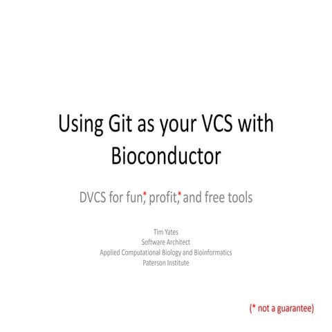 Using Git as your VCS with Bioconductor