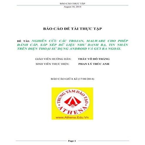 BÁO CÁO THỰC TẬP ATHENA - BÁO CÁO GIỮA KỲ