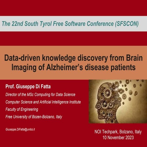 SFSCON23 - Giuseppe Di Fatta - Data-driven knowledge discovery from Brain Ima...