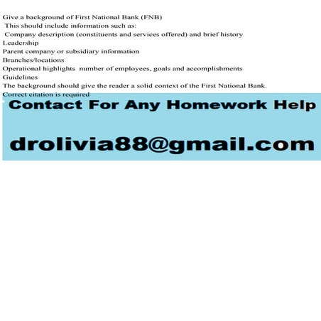 Give a background of First National Bank (FNB) This should include.pdf