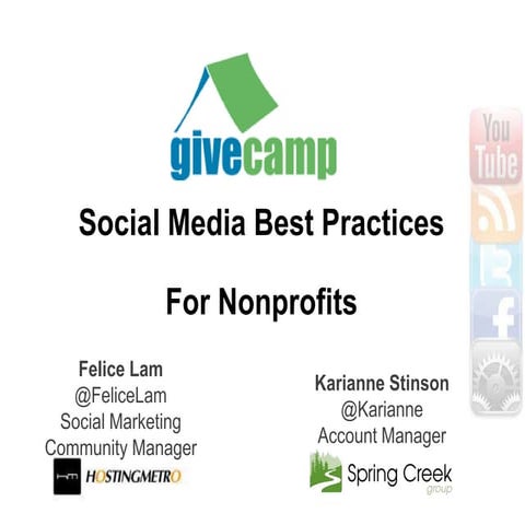 Social Media Best Practices for Nonprofits - Seattle GiveCamp