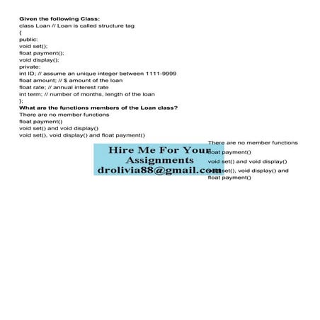 Given the following Class class Loan Loan is called s.pdf