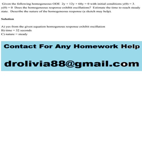 Given the following homogeneous ODE  2y + 12y + 68y = 0 with initial .pdf