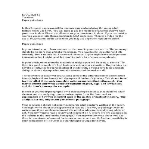 Giver essay