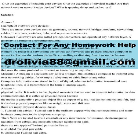 Give the examples of network core devices Give the examples of physic.pdf