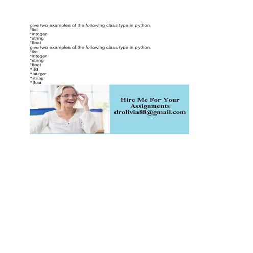 give two examples of the following class type in python--list -integer.docx