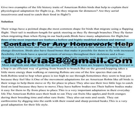 Give two examples of the life history traits of American Robin birds.pdf