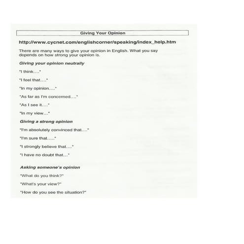 Giving and Asking Opinion  - Agreeing and Disagreeing