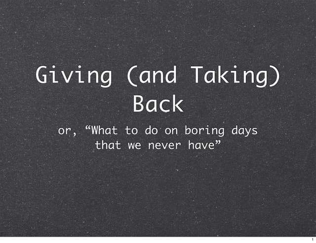 Giving (and taking) back - Mike Fiedler