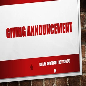Giving announcement 