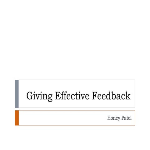 Giving effective feedback