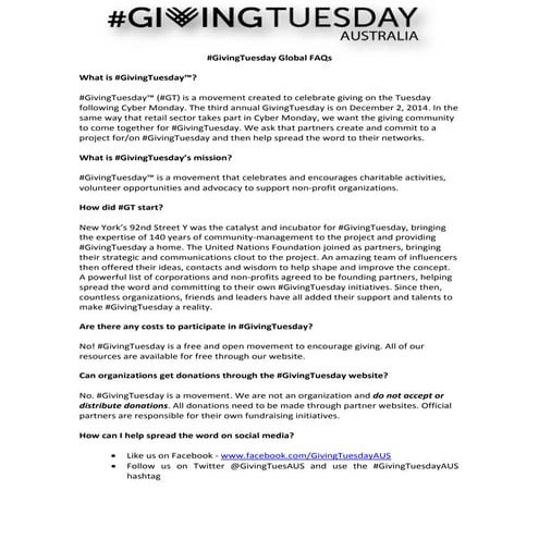 Giving tuesday global fa qs