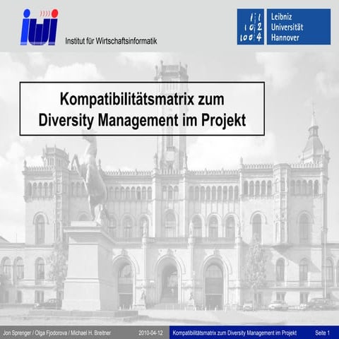 Kompatibilitätsmatrix zum Diversity Management im Projekt