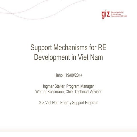 GIZ support mechanism for RE development in Vietnam