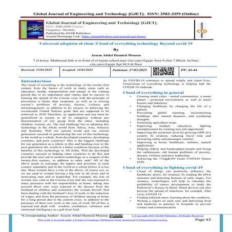 Universal adoption of clout /Cloud of everything technology Beyond covid 19