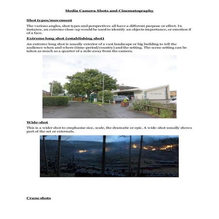 CAMERA SHOTS AND CINEMATOGRAPHY