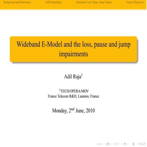 Wideband E-Model and the loss, pause and jump impairments