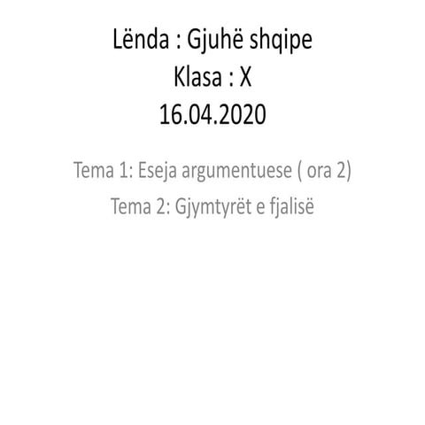 Gjuhe 10-16.04.2020