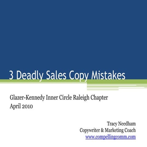 3 Deadly Mistakes of Sales Copy