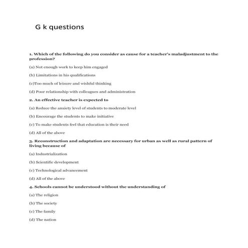 G k questions