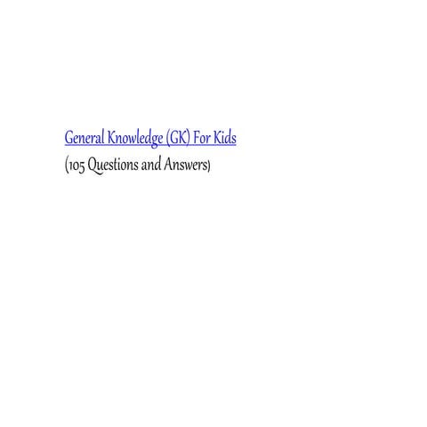 GK Questions for Kids with Answers