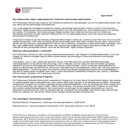 Ny lederuddannelse - Advanced Leadership Program (ALP) | PDF