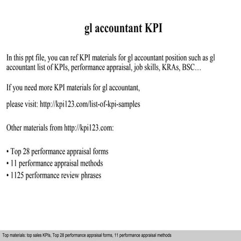 Gl accountant kpi