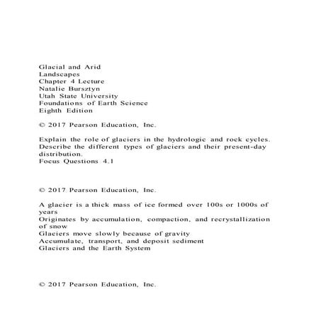 Glacial and AridLandscapesChapter 4 LectureNatalie Bur