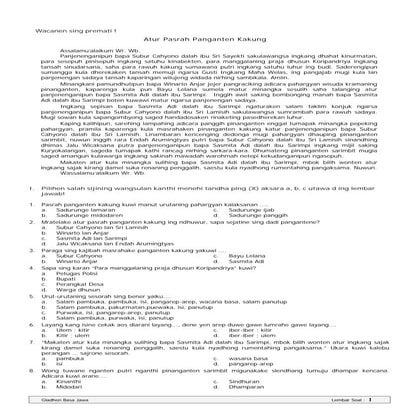 Gladhen Soal Basa Jawa SMP Kelas 9